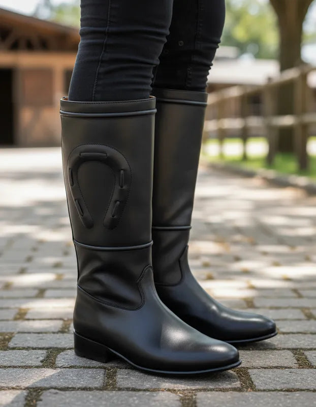 D1074 Bota escaramuza atanado negro – Horsag