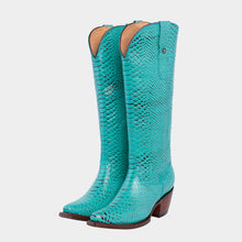 Load image into Gallery viewer, D2084 - Bota kiara snake print azul turquesa