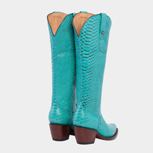 Load image into Gallery viewer, D2084 - Bota kiara snake print azul turquesa