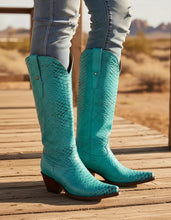Load image into Gallery viewer, D2084 - Bota kiara snake print azul turquesa
