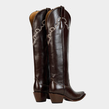 Load image into Gallery viewer, D3091 - Bota puntal alta bordado copete atanado café