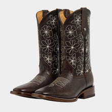 Cargar imagen en el visor de la galería, D4061 - Bota bulldog flores/piedras floter café