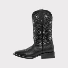 Cargar imagen en el visor de la galería, D4062 - Bota bulldog flores/piedras floter negro