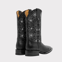 Cargar imagen en el visor de la galería, D4062 - Bota bulldog flores/piedras floter negro