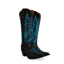 Cargar imagen en el visor de la galería, D4024 - Bota puntal kiara venado negro/azul celeste