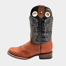 Cargar imagen en el visor de la galería, H1022 - Bota rodeo antifaz de cuero floter brandy/negro