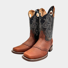 Cargar imagen en el visor de la galería, H1022 - Bota rodeo antifaz de cuero floter brandy/negro