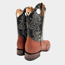 Cargar imagen en el visor de la galería, H1022 - Bota rodeo antifaz de cuero floter brandy/negro