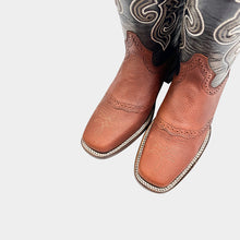 Cargar imagen en el visor de la galería, H1022 - Bota rodeo antifaz de cuero floter brandy/negro