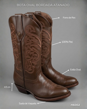 Load image into Gallery viewer, H6002 - Bota oval bordada atanado café