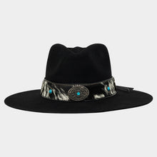 Cargar imagen en el visor de la galería, STRIANG4001 - Texana triángulo negro toquilla pelo de res piedra azul
