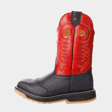 Cargar imagen en el visor de la galería, H1052 - Bota casco de acero cuello toro negro/rojo