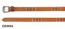 Load image into Gallery viewer, CD3004 - Cinto cognac para dama bordado flores/piedras