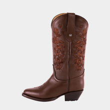 Load image into Gallery viewer, D1012 - Bota oval bordada atanado café