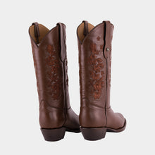 Load image into Gallery viewer, D1012 - Bota oval bordada atanado café