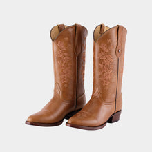 Load image into Gallery viewer, D1013 - Bota oval bordada capuchino miel