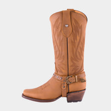 Cargar imagen en el visor de la galería, D1091 - Bota rodeo con cinto crazy oro