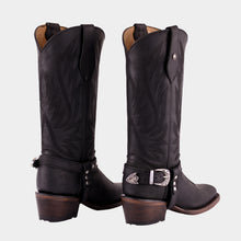 Cargar imagen en el visor de la galería, D1093 - Bota rodeo con cinto crazy negro