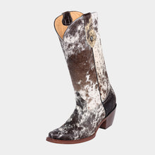 Cargar imagen en el visor de la galería, D2054 - Bota puntal clásica de pelo pinto negro