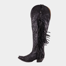 Cargar imagen en el visor de la galería, D2072 - Bota canela barbas jersey negro