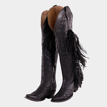 Cargar imagen en el visor de la galería, D2072 - Bota canela barbas jersey negro