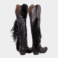 Cargar imagen en el visor de la galería, D2072 - Bota canela barbas jersey negro