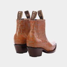 Load image into Gallery viewer, D2092 - Botín puntal grabado anaconda bronce/azul/naranja