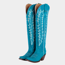 Cargar imagen en el visor de la galería, D3055 - Bota puntal canelita jersey azul turquesa