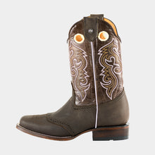 Cargar imagen en el visor de la galería, H1021 - Bota rodeo antifaz de cuero floter choco/café