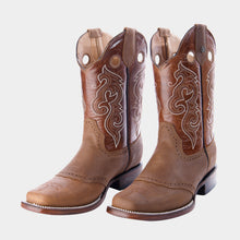 Cargar imagen en el visor de la galería, H1023 - Bota rodeo antifaz de cuero floter oro/cajeta