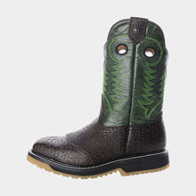 Cargar imagen en el visor de la galería, H1051 - Bota casco de acero cuello toro café/verde