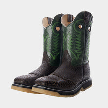 Cargar imagen en el visor de la galería, H1051 - Bota casco de acero cuello toro café/verde