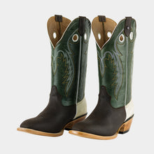 Cargar imagen en el visor de la galería, H2001 - Bota española de cuero crazy choco/verde