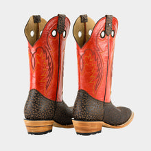 Cargar imagen en el visor de la galería, H2002 - Bota española de cuero cuello toro café/rojo