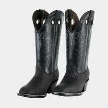 Cargar imagen en el visor de la galería, H2003 - Bota española de cuero cuello toro negro/negro