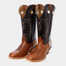 Cargar imagen en el visor de la galería, H2004 - Bota española de cuero bullfy bronce/café talón de pelo