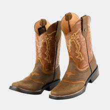 Cargar imagen en el visor de la galería, H4003 - Bota rodeo antifaz de hule crazy oro/cajeta