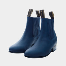 Cargar imagen en el visor de la galería, U1010 - Botín charro de cuero crazy azul