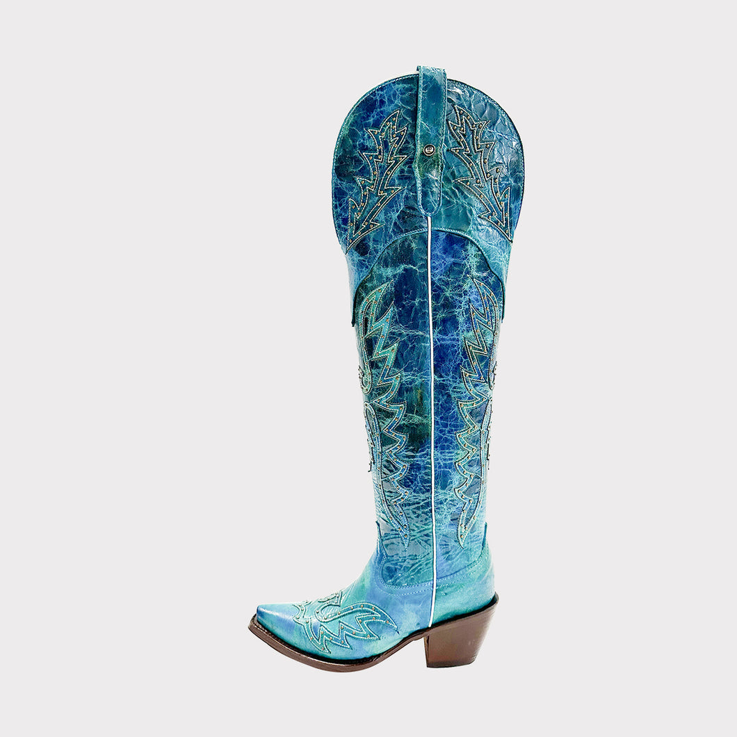 D3085 - Bota puntal alta águila desierto azul turquesa