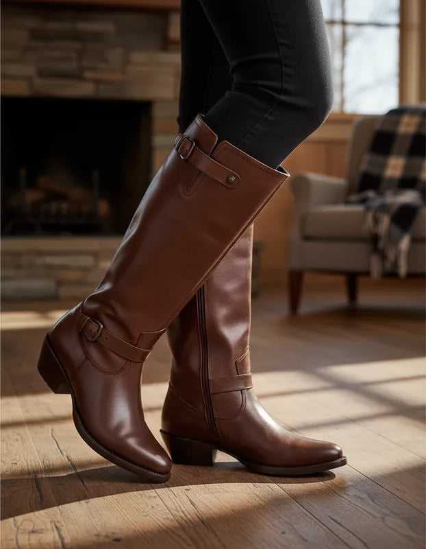D1021 - Bota oval campera atanado café