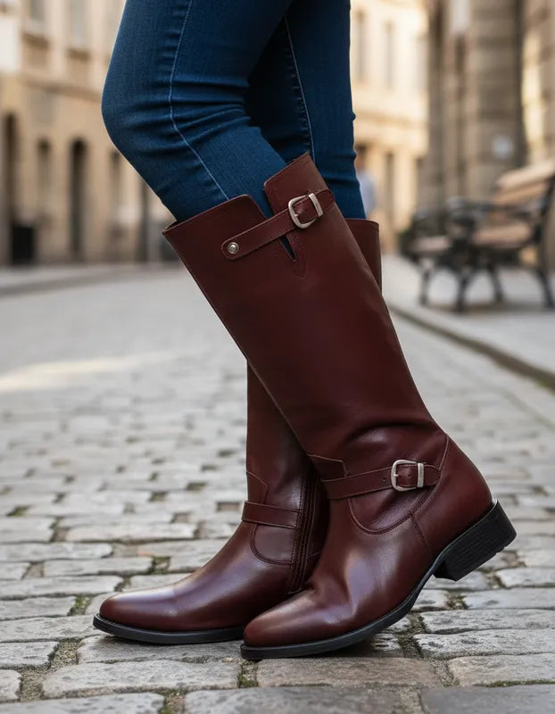 D1023 - Bota oval campera atanado vino