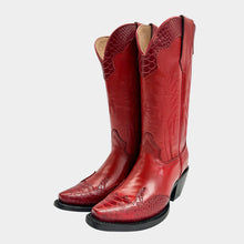 Cargar imagen en el visor de la galería, D1083 - Bota puntal snake print rojo
