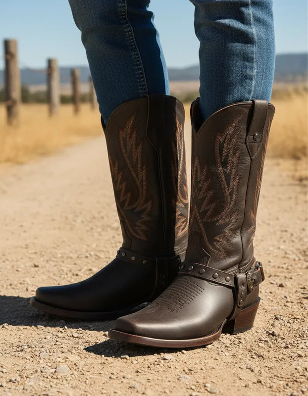 D1094 - Bota rodeo con cinto crazy choco
