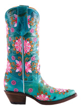 Cargar imagen en el visor de la galería, D2032 - Bota puntal flores desierto azul turquesa
