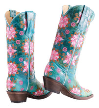Cargar imagen en el visor de la galería, D2032 - Bota puntal flores desierto azul turquesa
