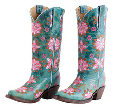 Cargar imagen en el visor de la galería, D2032 - Bota puntal flores desierto azul turquesa
