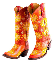Load image into Gallery viewer, D2033 - Bota puntal flores desierto rojo
