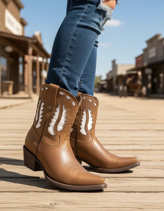 D2043 - Bota corta puntal láser crazy oro