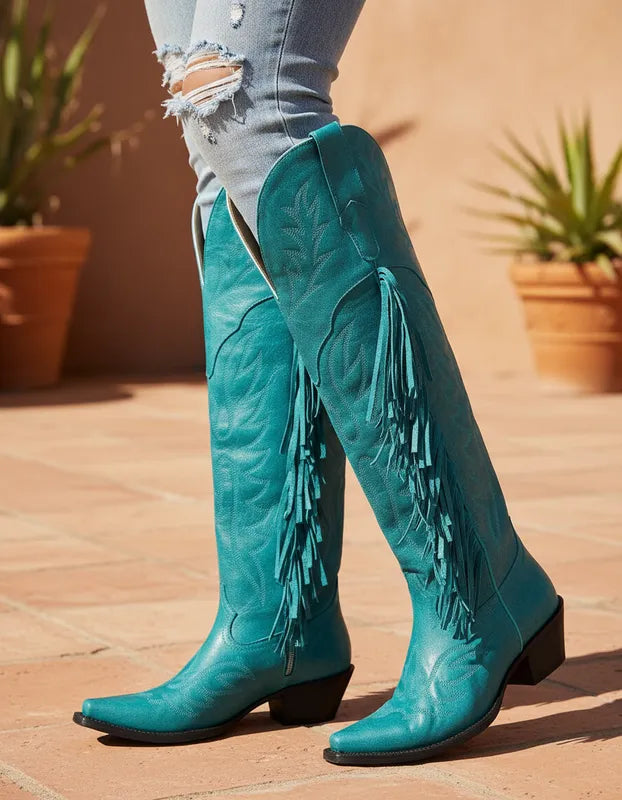 D2075 - Bota canela barbas jersey azul turquesa