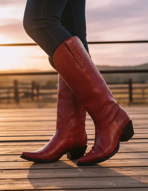 D2083 - Bota kiara snake print rojo